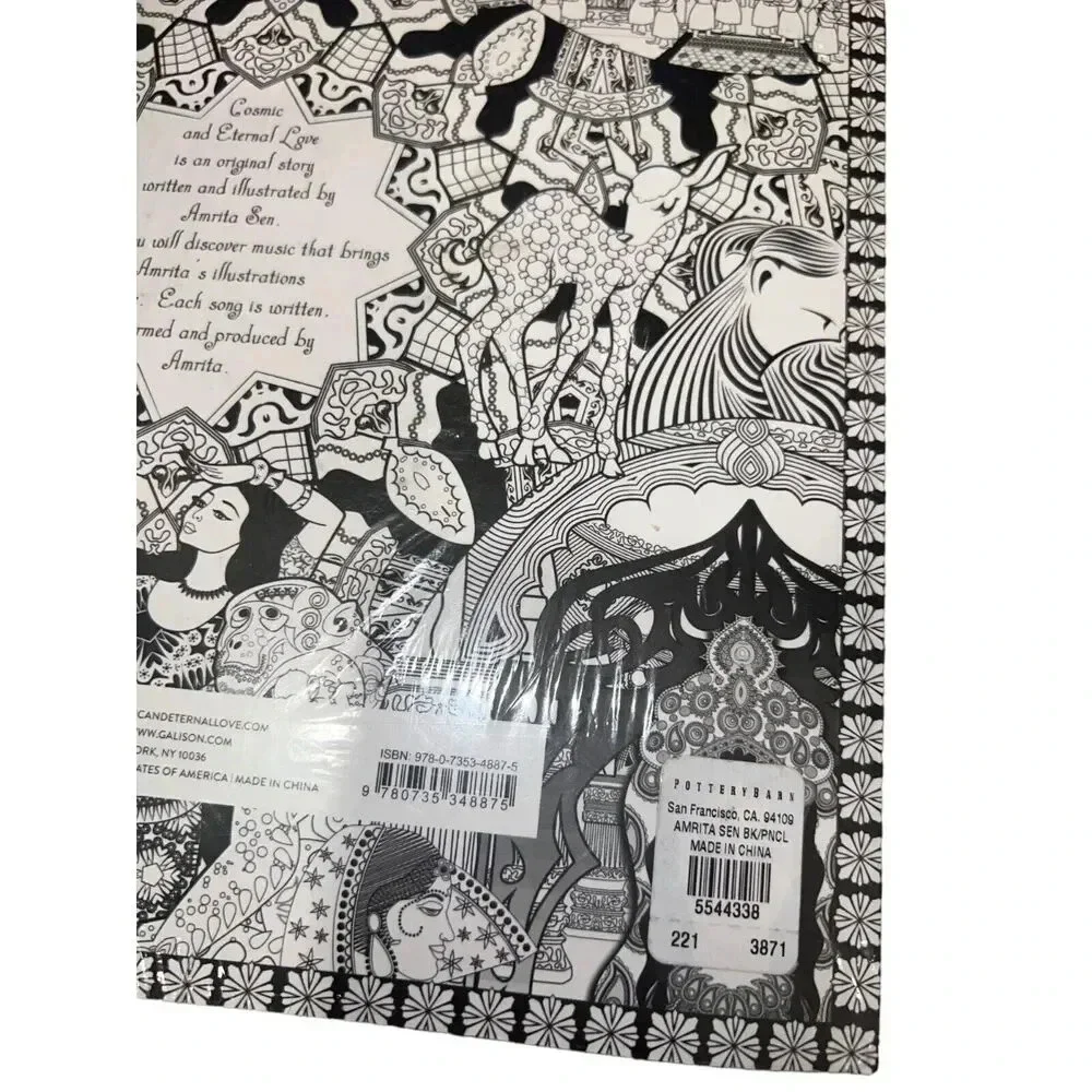 Amrita Sen Galison SET coloring book & pencils CD eternal love pottery barn gift